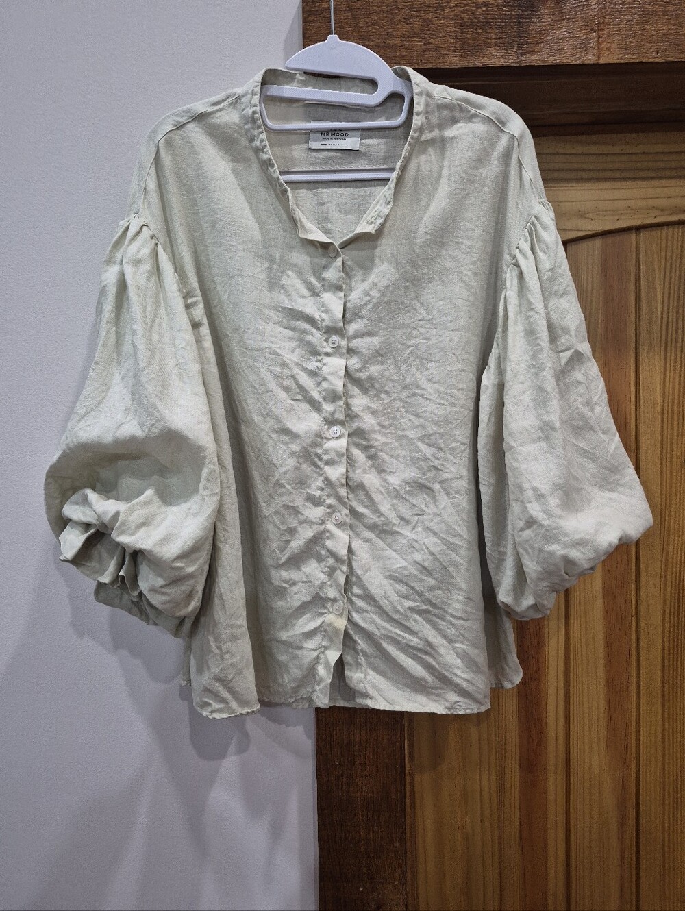 Women's Mr Mood 100% Linen Puff Floral Sleeve Top One Size Fairycore